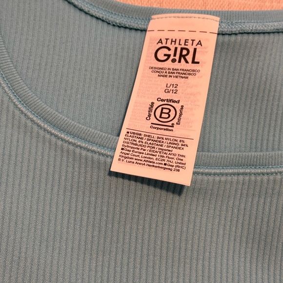 Athleta Girl Ribbed Short Sleeve Top Size L/12 - Picture 2 of 4